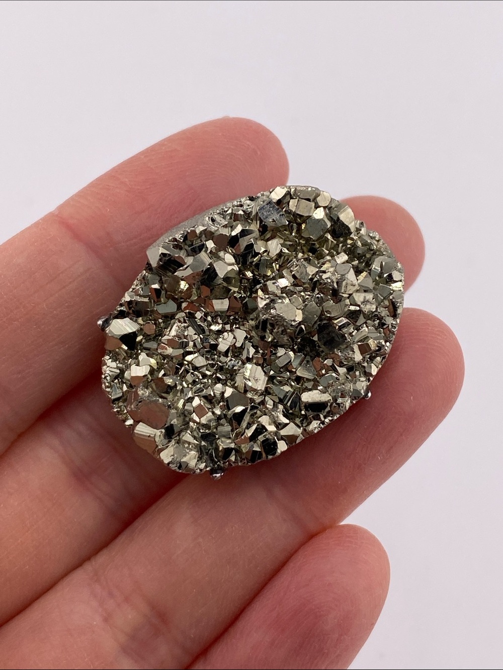 Natural Iron Pyrite Raw Crystal Cluster Druzy Statement Ring